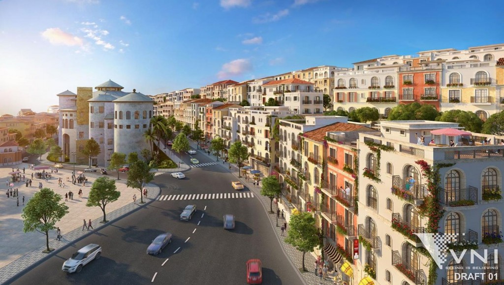 Phối cảnh tổng quan Shophouse Hillside The Center Phú Quốc